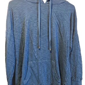 Soft Surroundings Blue Heathered Women's Hooded Pullover